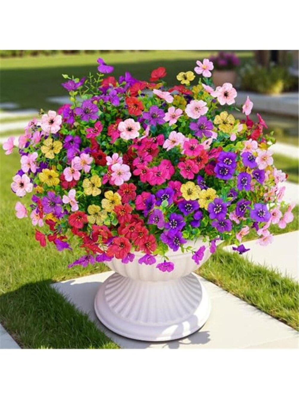 Artificial Daisy Flowers UV Resistant Faux Outdoor Plants Porch Patio Decor Set
